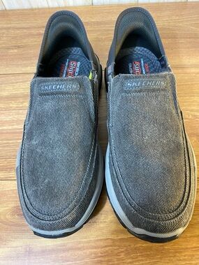 Skechers Men's Charcoal Slip-On Canvas Loafers